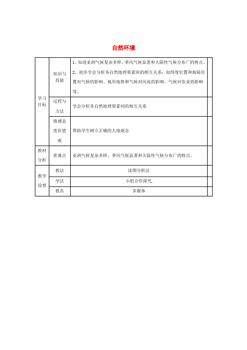 七年级地理下册第六章第二节自然环境第2课时导学案无答案新版新人教版