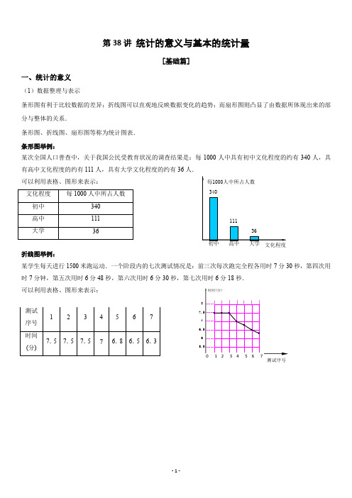 2020年上海中考数学·一轮复习 第38讲 统计的意义与基本的统计量