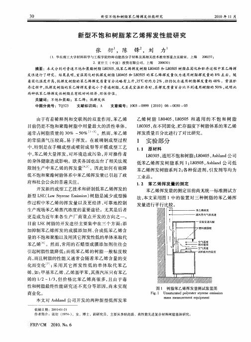 新型不饱和树脂苯乙烯挥发性能研究