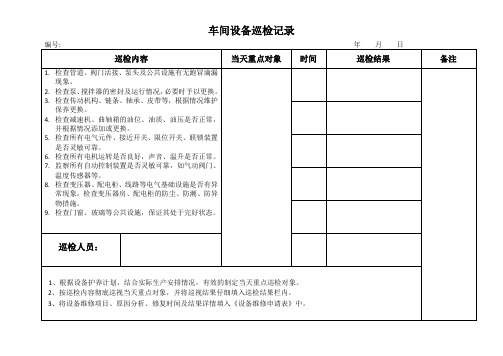 设备巡检记录表
