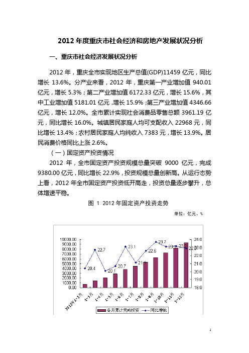 2012年度重庆市社会经济和房地产发展状况分析