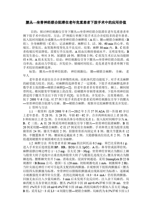腰丛—坐骨神经联合阻滞在老年危重患者下肢手术中的应用价值