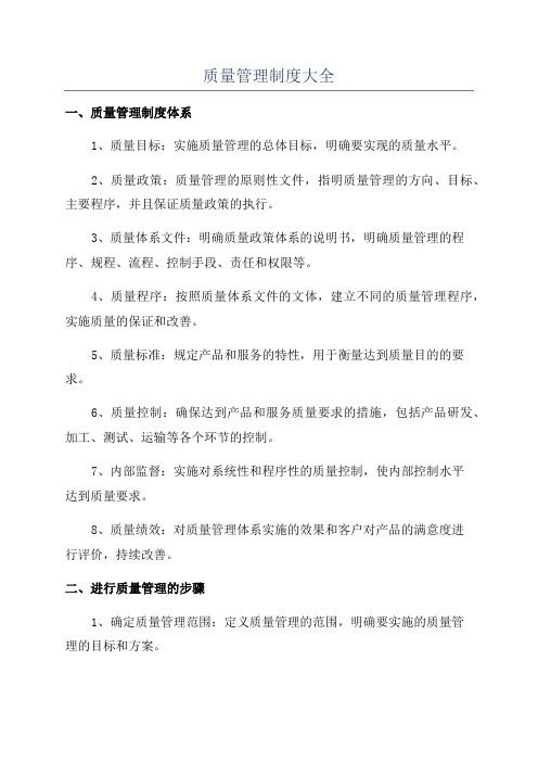 质量管理制度大全