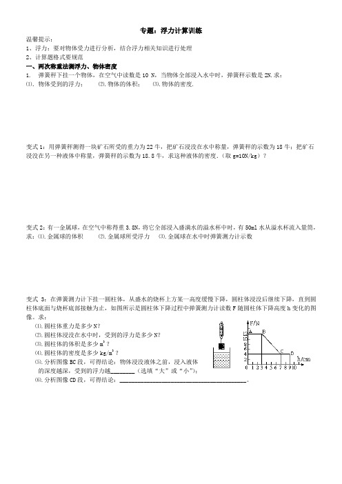 专题：浮力计算训练