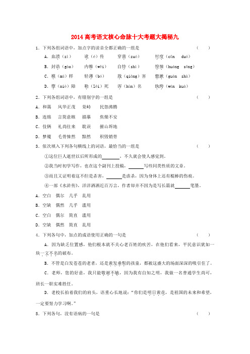 高考语文 核心命脉十大考题大揭秘9(含解析)