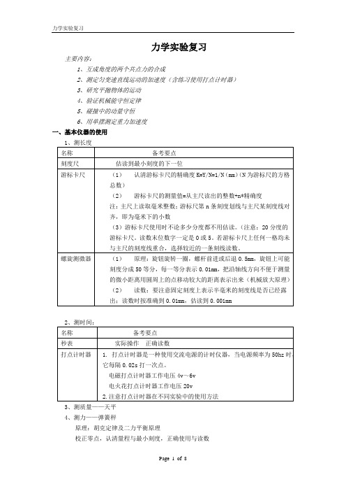 力学实验复习.