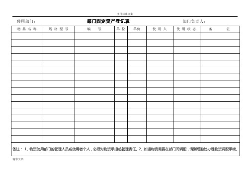 部门固定资产登记表