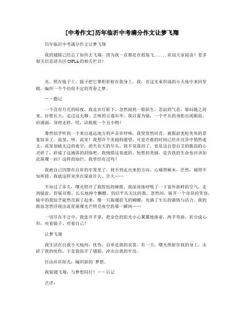 [中考作文]历年临沂中考满分作文让梦飞翔