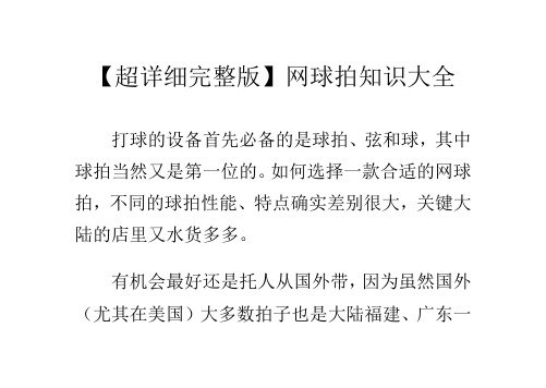 【超详细完整版】网球拍知识大全