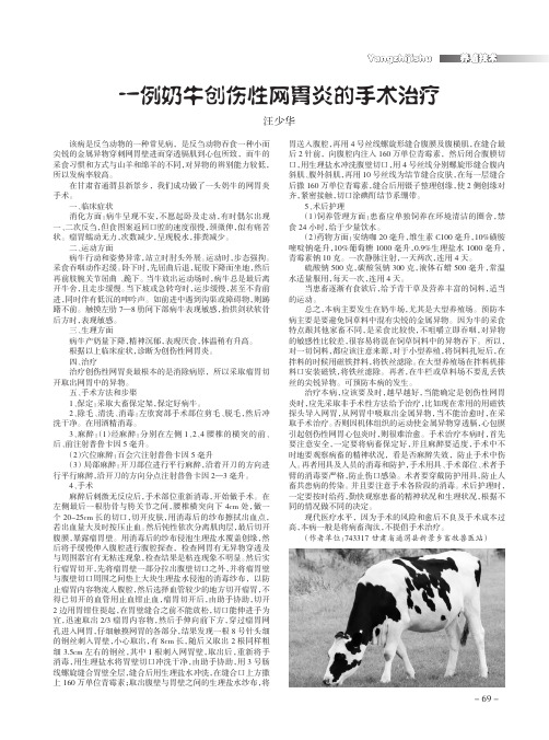 一例奶牛创伤性网胃炎的手术治疗