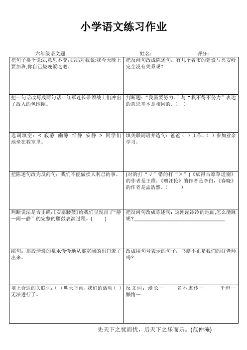 小学六年级语文素养提升练习24 (62)