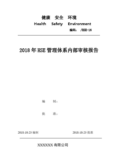 HSE内部管理体系审核报告