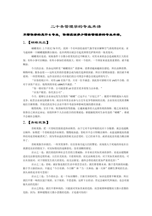 二十条管理学的专业术语