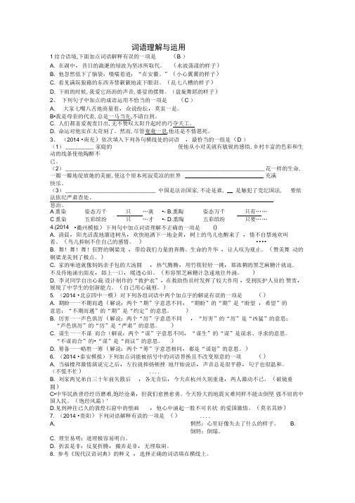 2015年词语的理解与运用专题训练