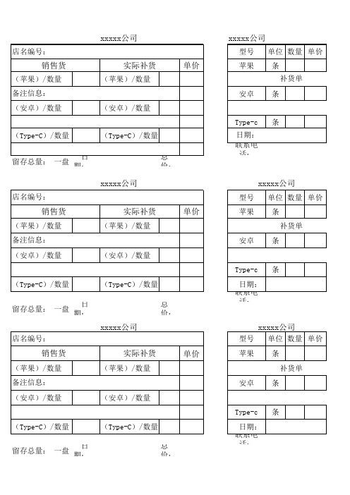 客户统计补货清单表