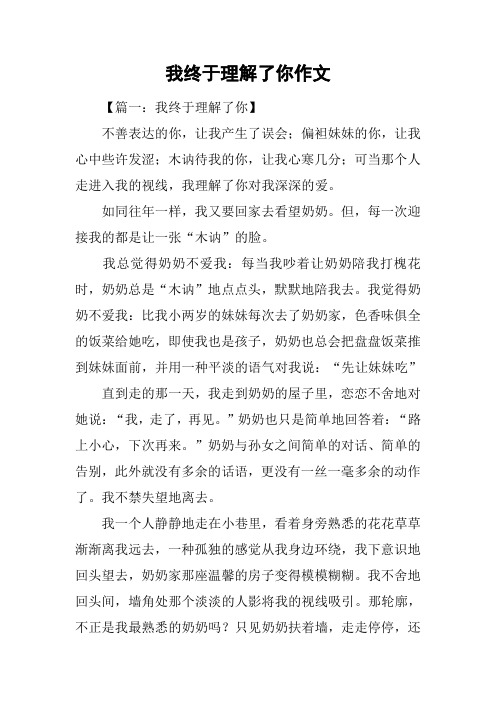 我终于理解了你作文