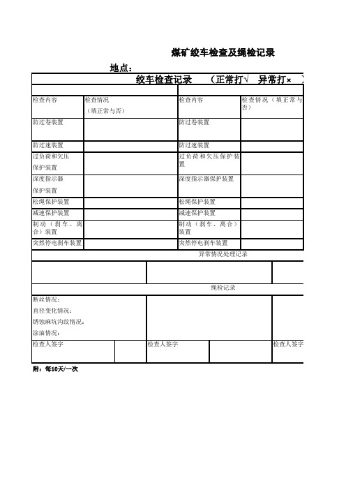 煤矿绞车检查及绳检记录