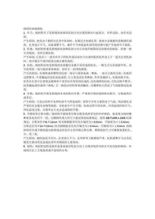线材的表面缺陷