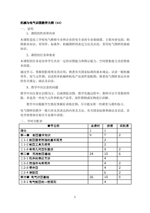 机械与电气识图大纲参考资料