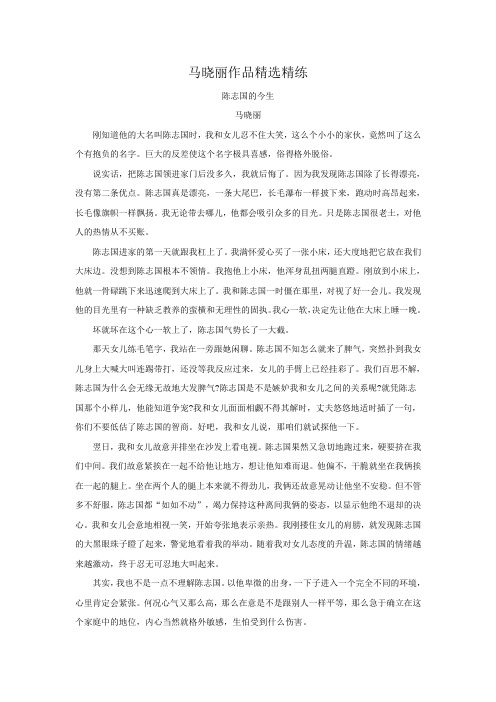2020年高考语文二轮文学类文本专题复习--马晓丽作品精选精练