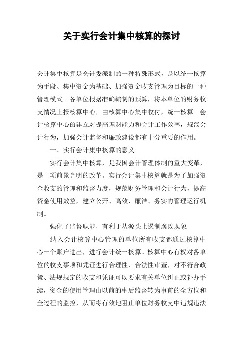 关于实行会计集中核算的探讨