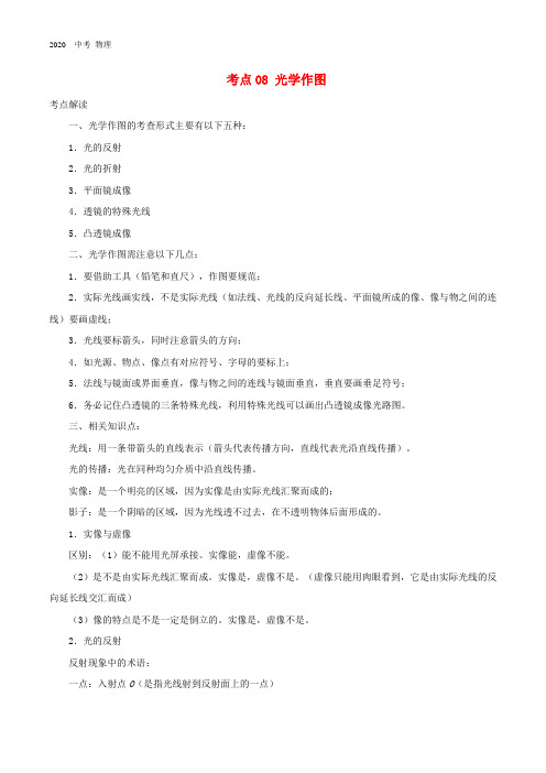 2020中考物理  考点一遍过考点08光学作图(含解析)