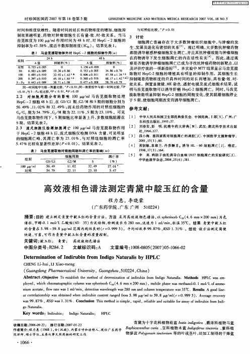 高效液相色谱法测定青黛中靛玉红的含量