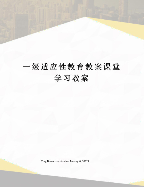 一级适应性教育教案课堂学习教案