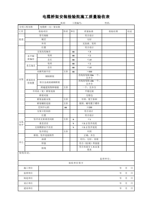 电缆桥架安装检验批施工质量验收表