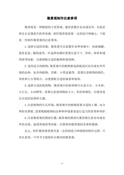 微景观制作注意事项