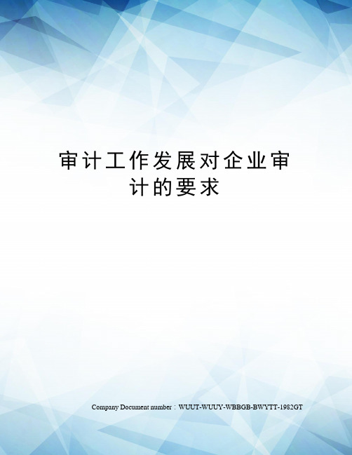 审计工作发展对企业审计的要求