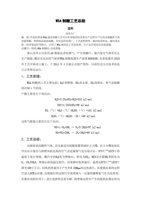 WSA制酸工艺总结