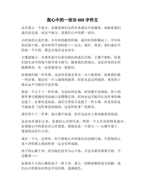 【作文范文】我心中的一亩田600字作文