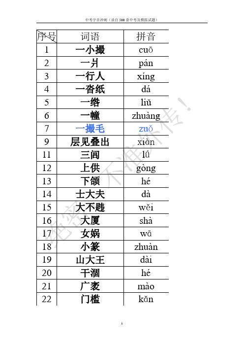精品中考语文易错字音258例