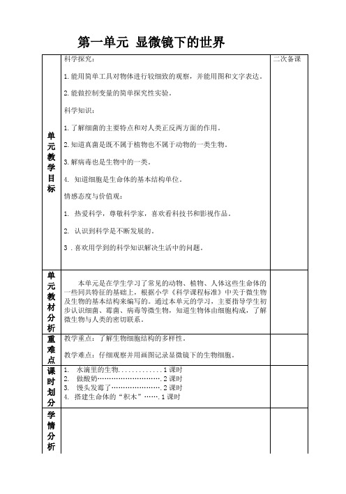 第一单元 显微镜下的世界