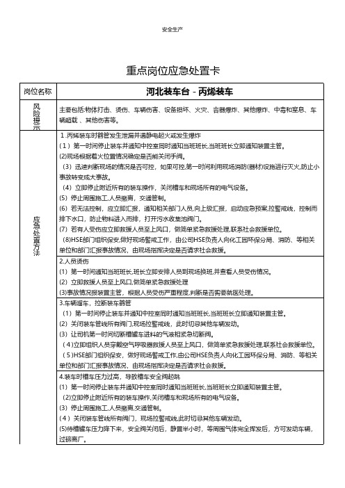 丙烯 应急处置卡安全管理台账安全生产规范化企业管理安全制度应急预案