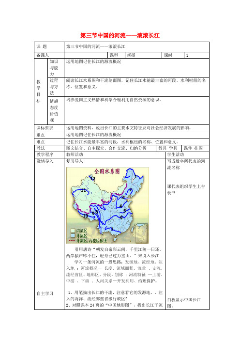 八年级地理上册 第二章 第三节 中国的河流 滚滚长江教