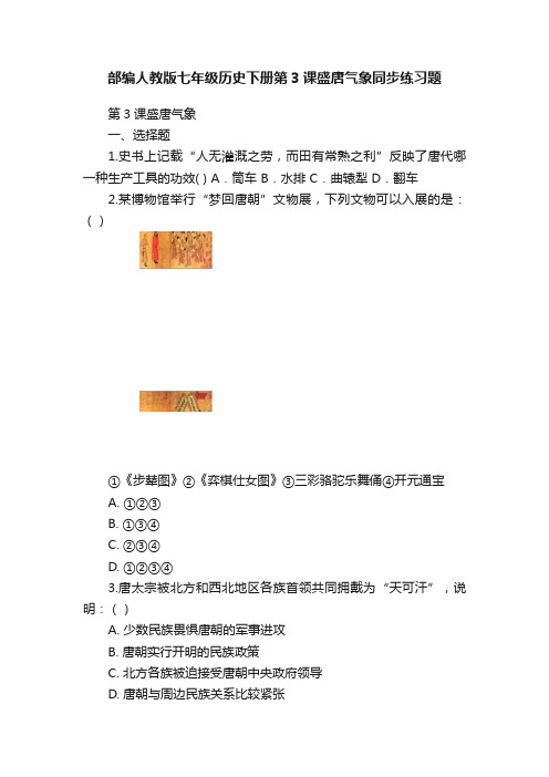 部编人教版七年级历史下册第3课盛唐气象同步练习题