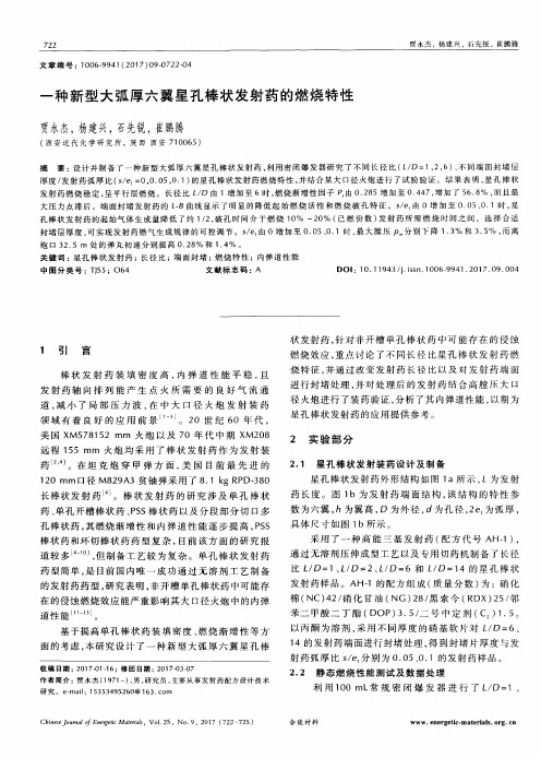 一种新型大弧厚六翼星孔棒状发射药的燃烧特性