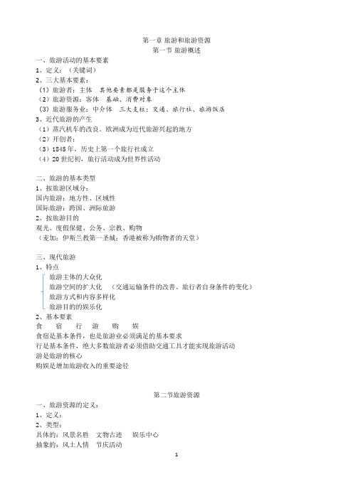 旅游地理提纲