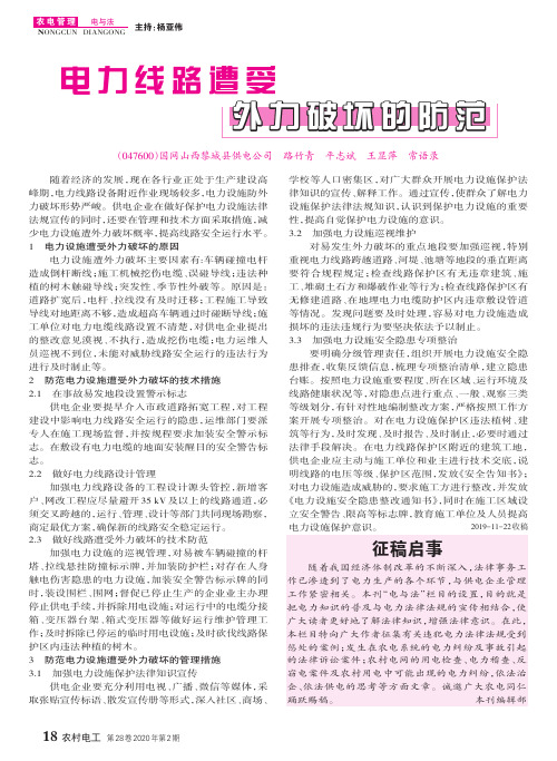 电力线路遭受外力破坏的防范