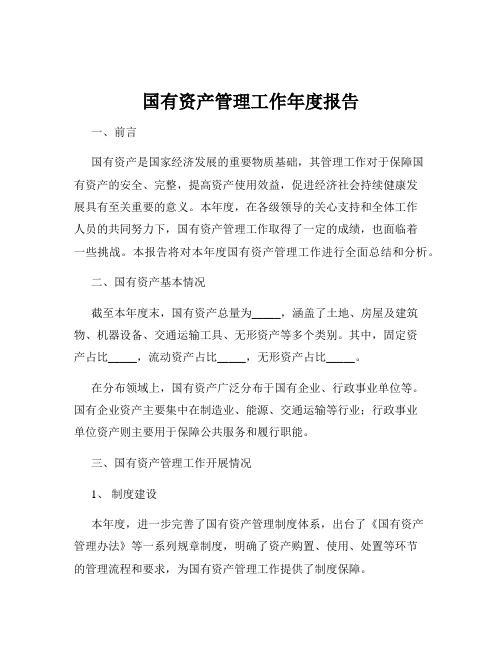 国有资产管理工作年度报告
