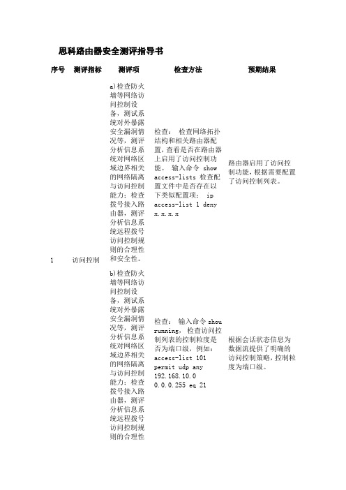 思科路由器安全测评指导书