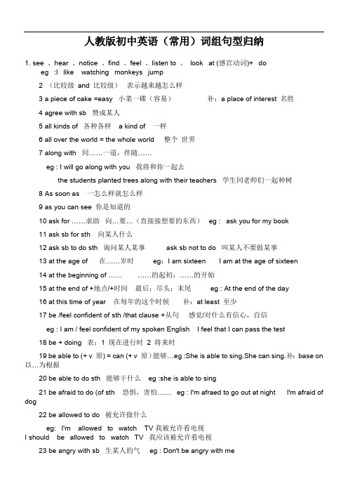 人教版初中英语词组总结(全))