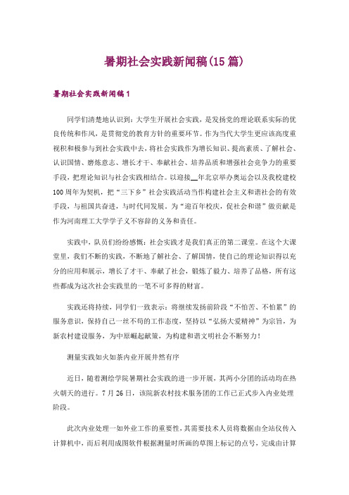 暑期社会实践新闻稿(15篇)