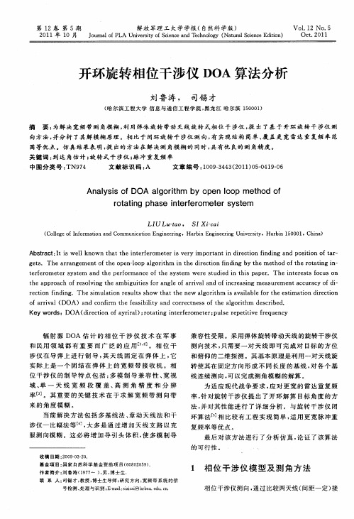 开环旋转相位干涉仪DOA算法分析