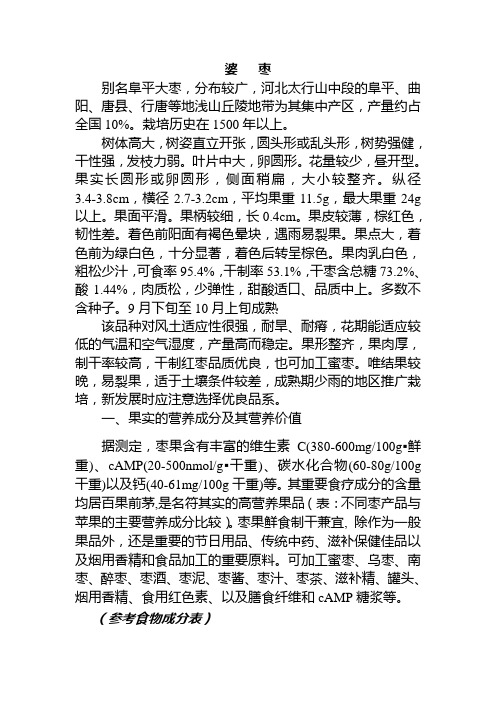 婆枣   别名阜平大枣