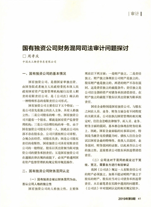 国有独资公司财务混同司法审计问题探讨