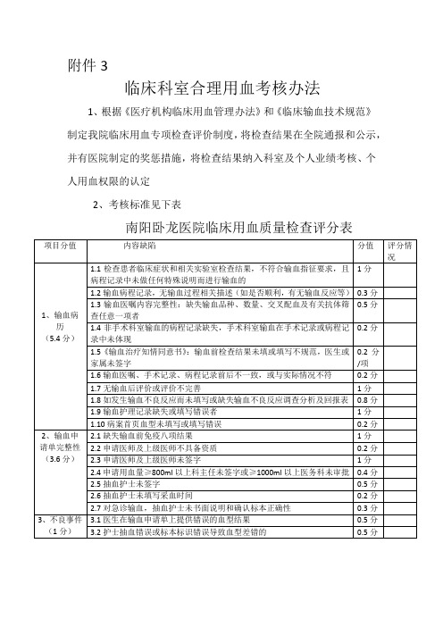 合理用血考核办法