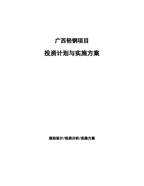 广西轻钢项目投资计划与实施方案